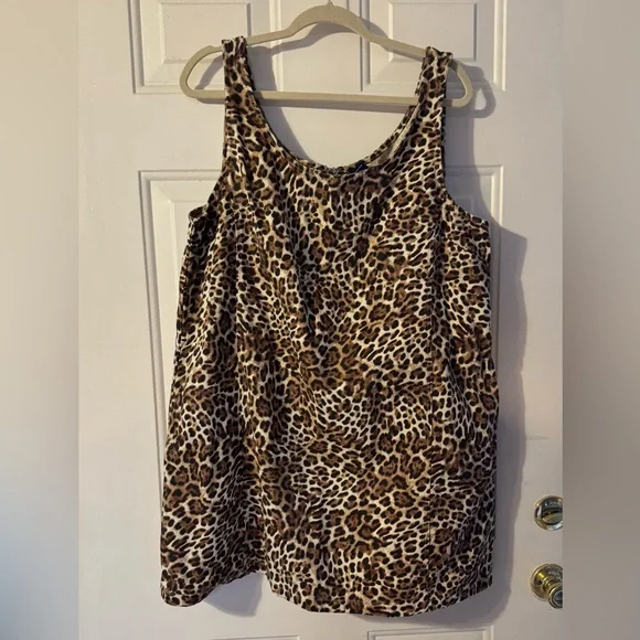 BNWOT GAP Ultrasoft Denim Leopard Mini Dress with pockets size XL - Picture 3 of 5